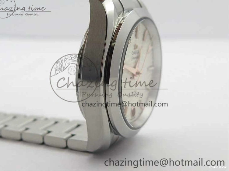 0730 Aqua Terra 150M 34mm Ladies SS VSF 1:1 Best Edition White Wave Dial RG Markers on SS Bracelet A WrinkleFree 7928